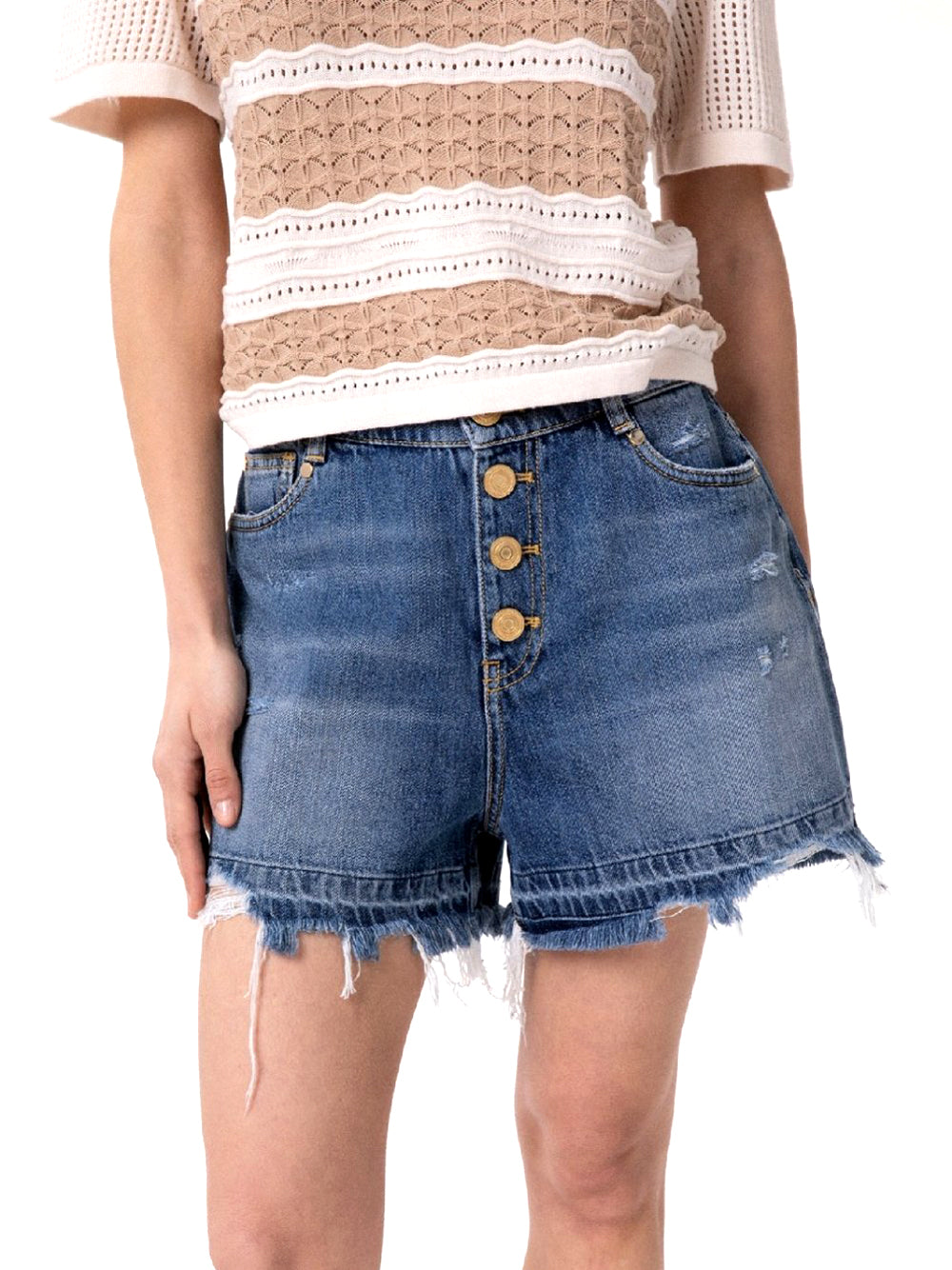 GAELLE PARIS Short Con Morsetto Logato Sul Retro Tasca Gaelle Paris - Denim DENIM
