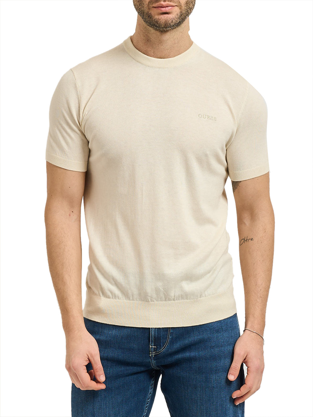 GUESS 2 USCITA Maglia Guess Lewis Cn Ss Cotton - Vaniglia/Crema Vanilla Cream
