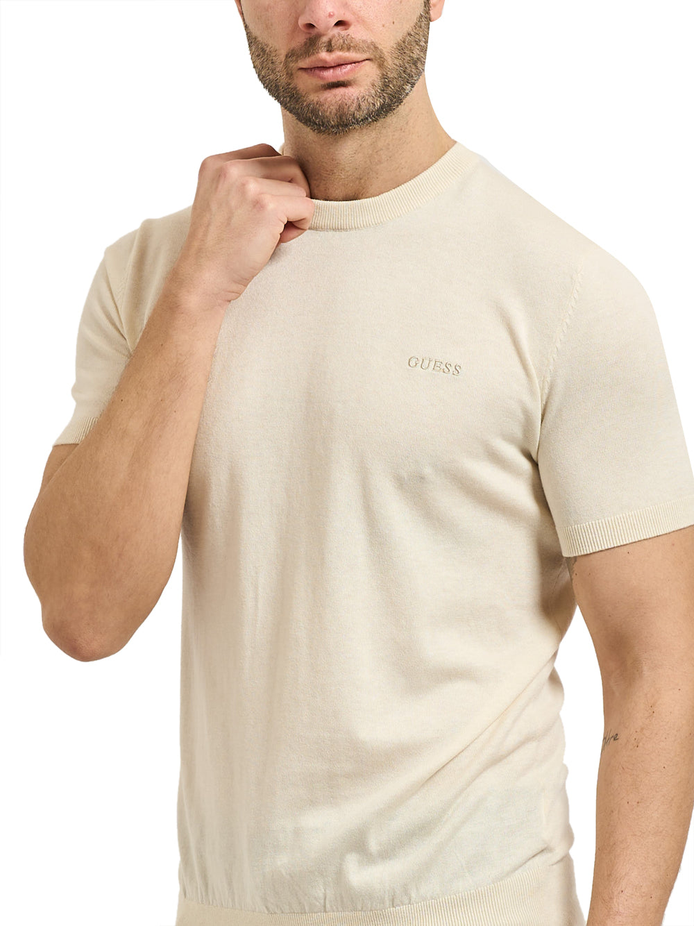 GUESS 2 USCITA Maglia Guess Lewis Cn Ss Cotton - Vaniglia/Crema Vanilla Cream