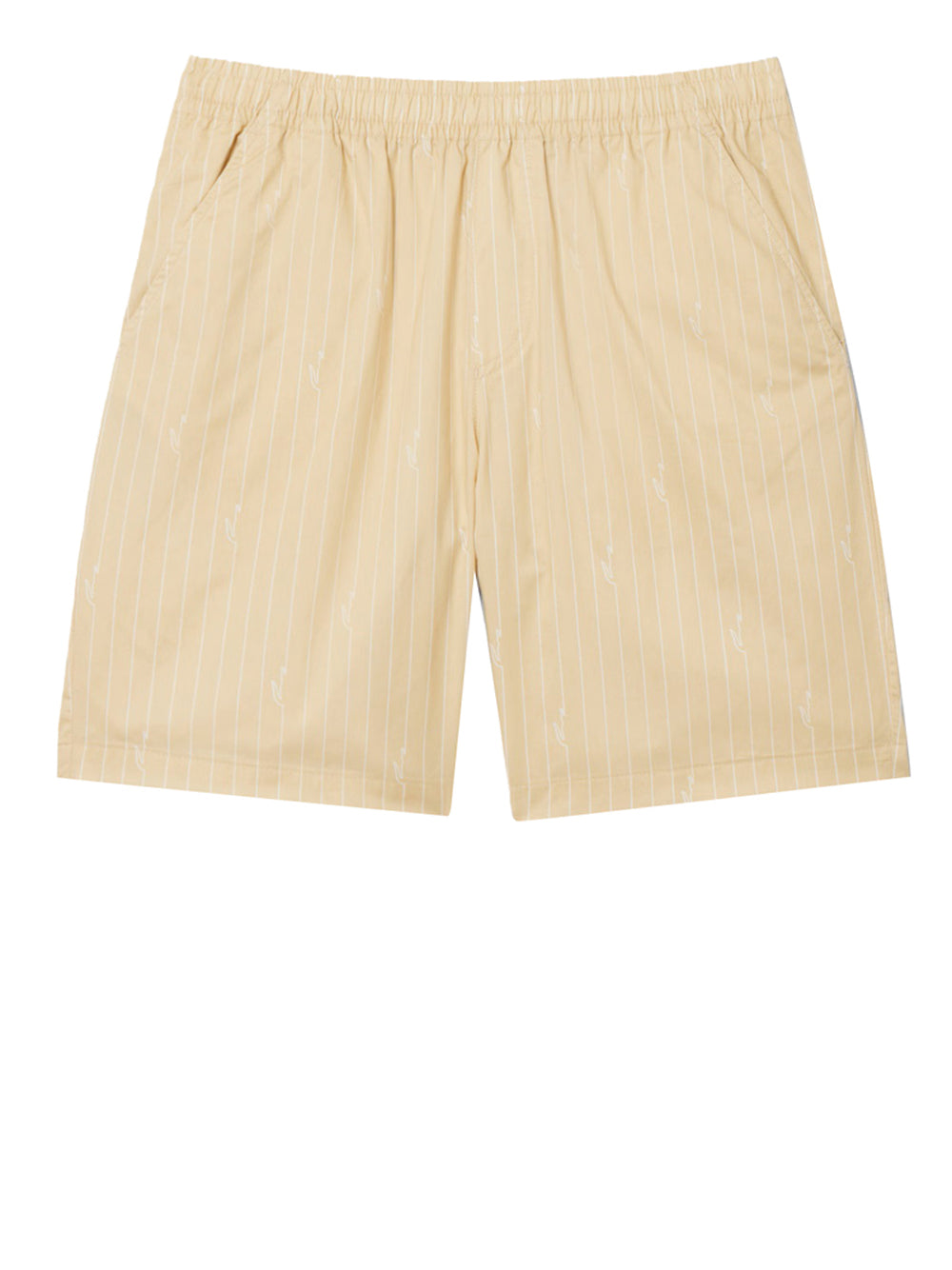LACOSTE Lacoste Shorts In Cotone A Righe Stampa Coccodrillo - Beige Beige