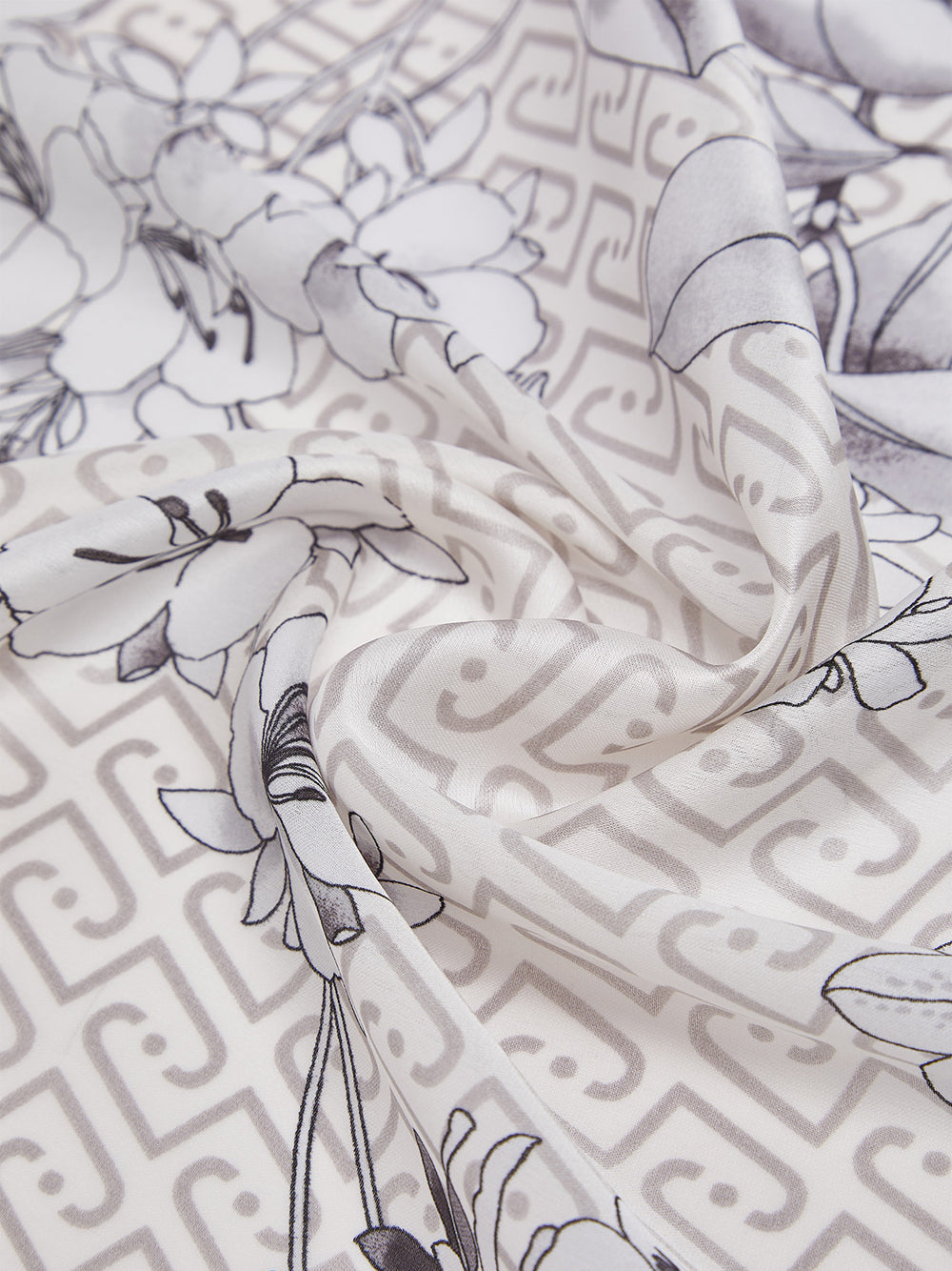 LIU JO SOFT1 Foulard Liu Jo Romantic - Avorio/Nero AVORIO/NERO