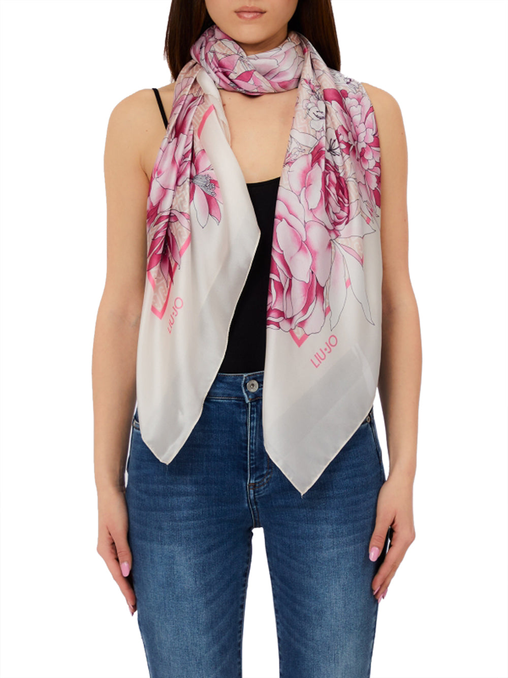 LIU JO SOFT1 Foulard Romantic Liu Jo - Bianco/Rosa Bianco/rosa