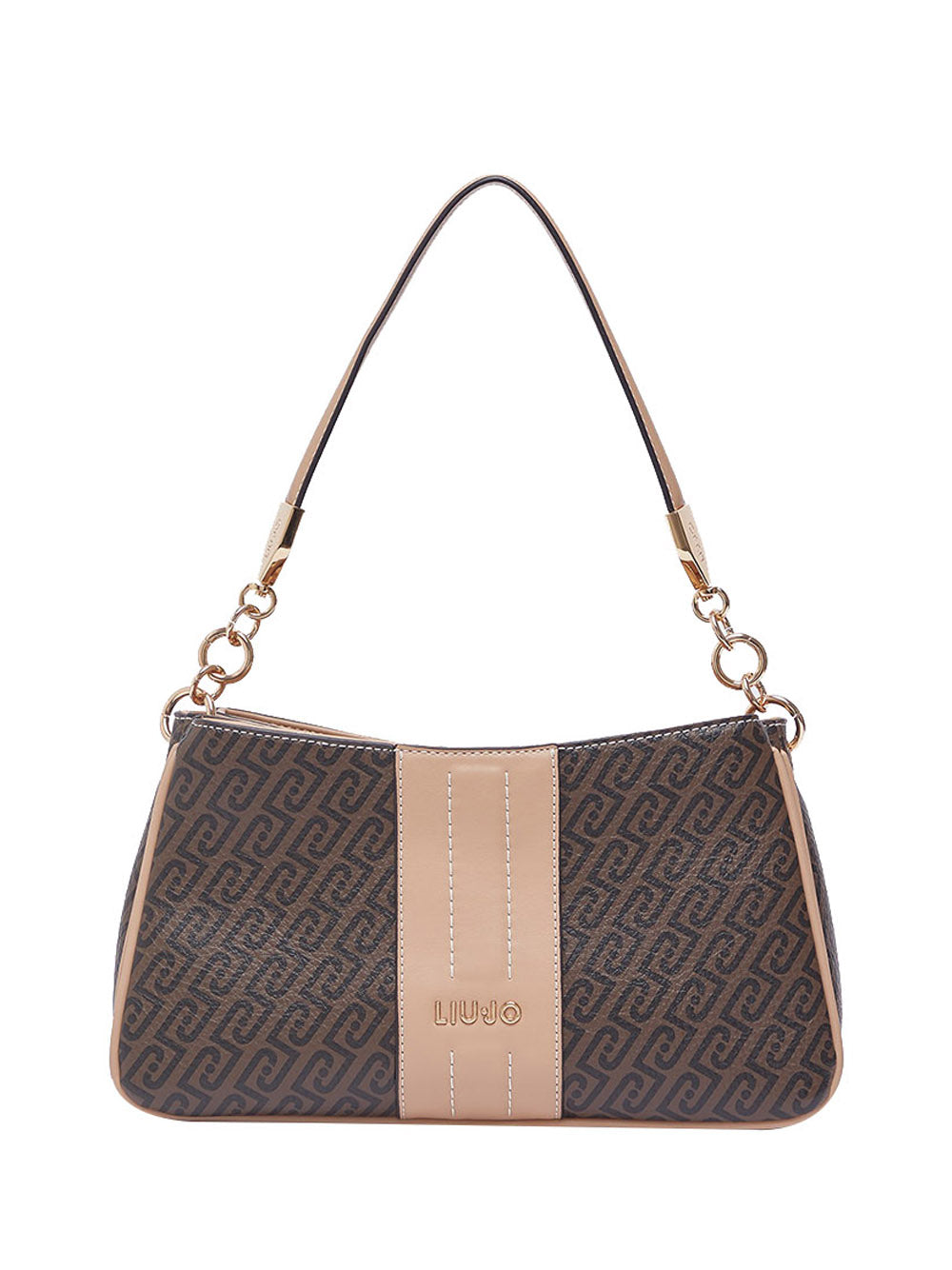 LIUJO ACCESSORI1 Borsa A Spalla Piccola Liu Jo Monogram - Marrone Testa Moro/Dk.Cipria