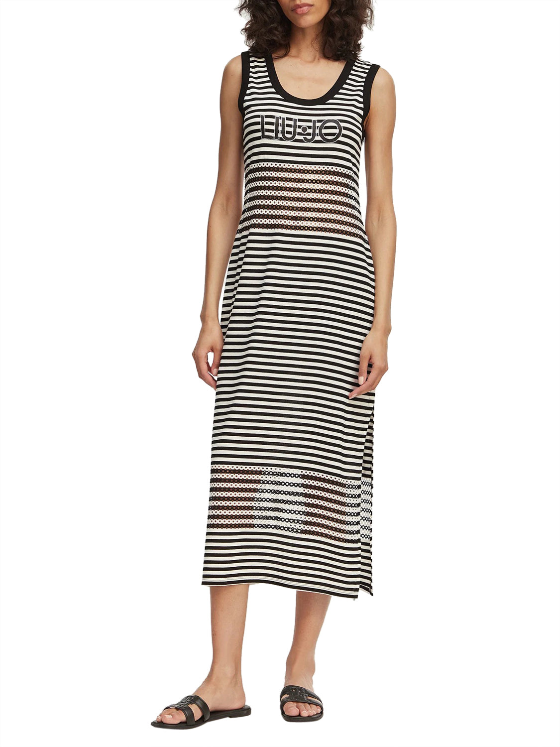 LIUJO BEACHWEAR Liu Jo Abito Lungo A Righe - Nero Bianco Nero/bianco