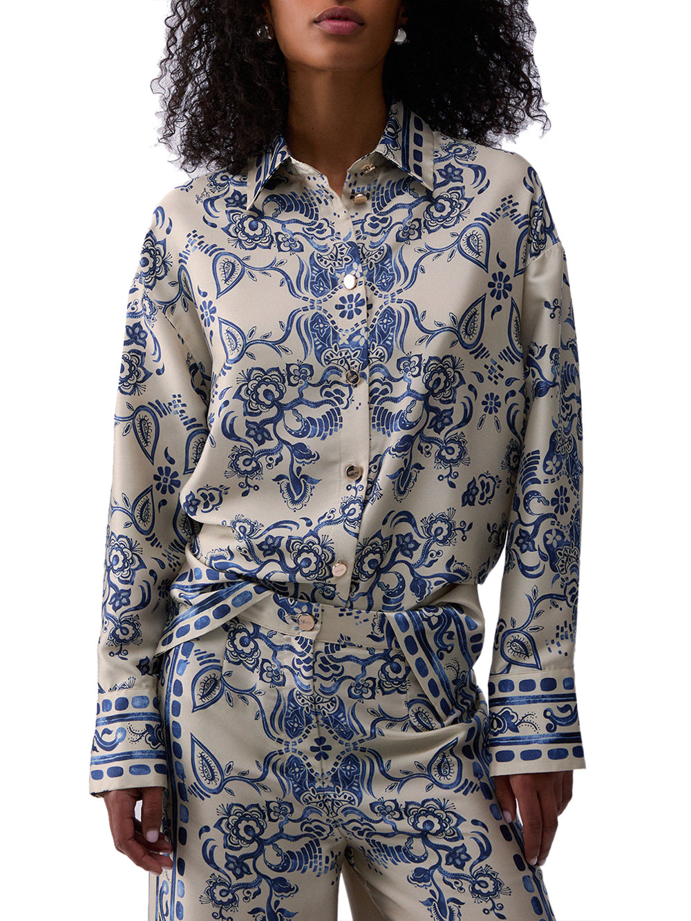 LIU.JO BLACK Camicia Liu Jo Stampa Foulard - Avorio/Azzurro AVORIO/Azzurro