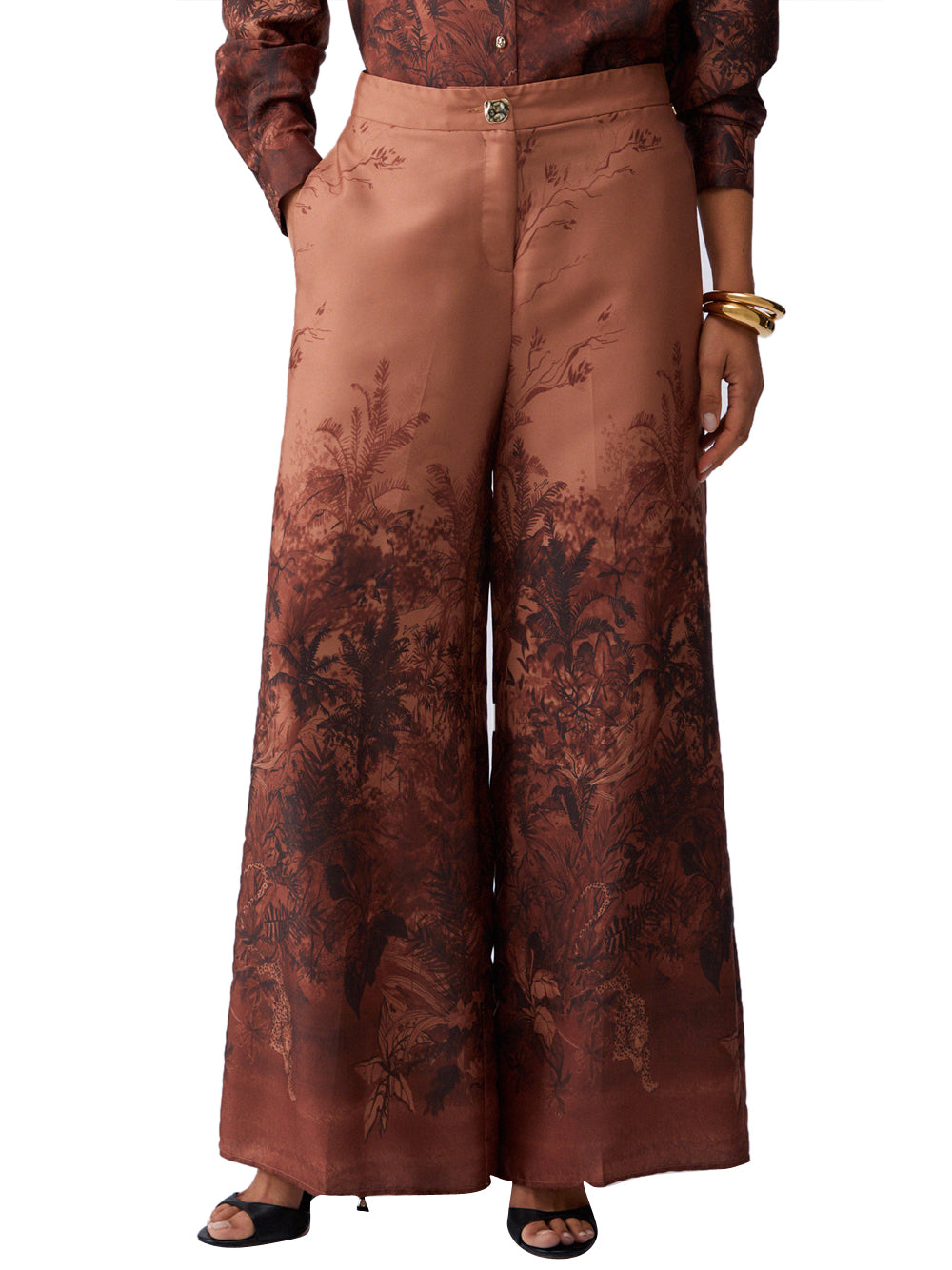 LIU.JO BLACK Liu Jo Pantalone In Twill Stampato - Marrone Cuoio Jungle Hide