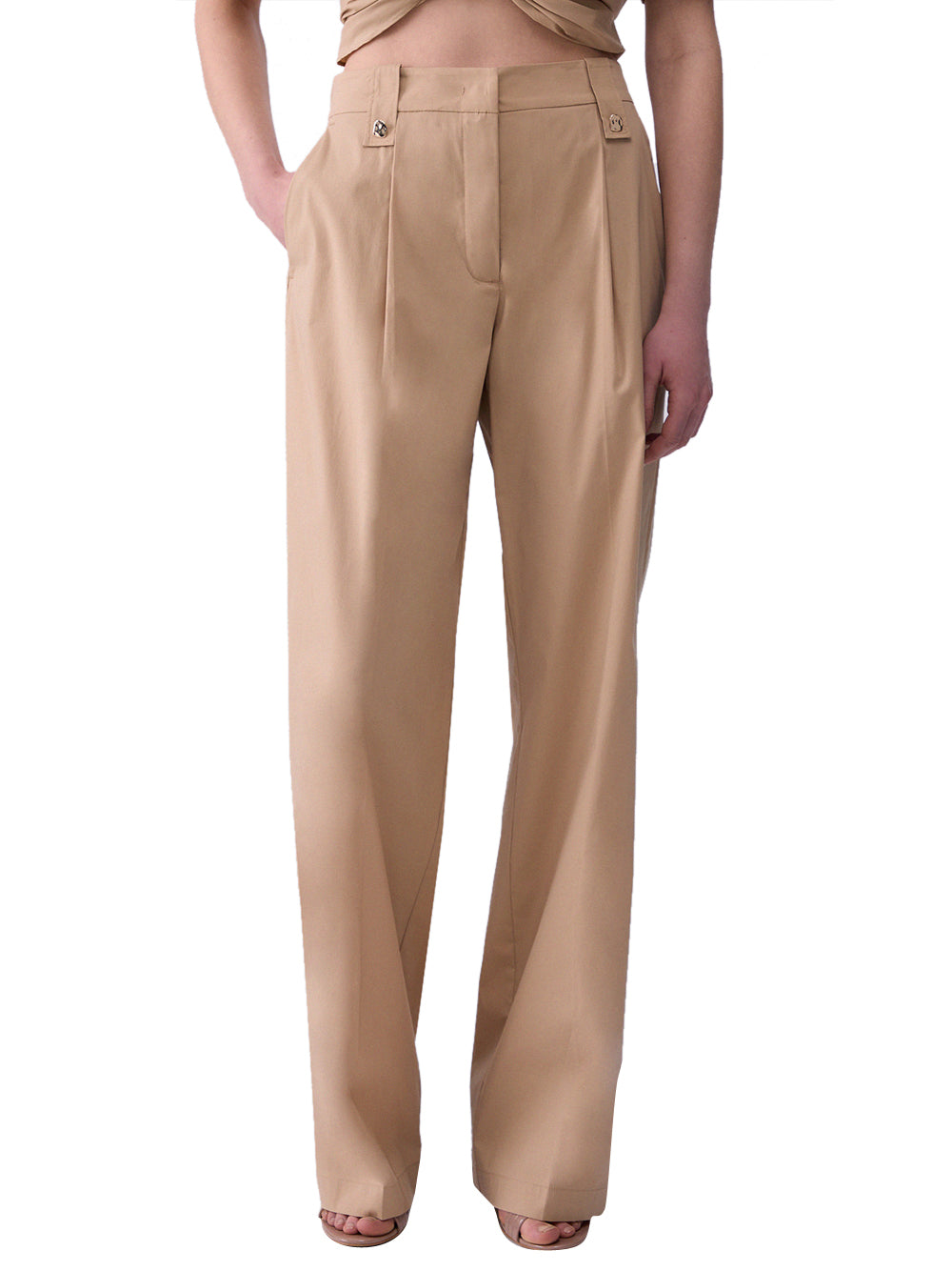 LIU.JO BLACK Liu Jo Pantalone Straight In Popeline - Beige Cappuccino Light