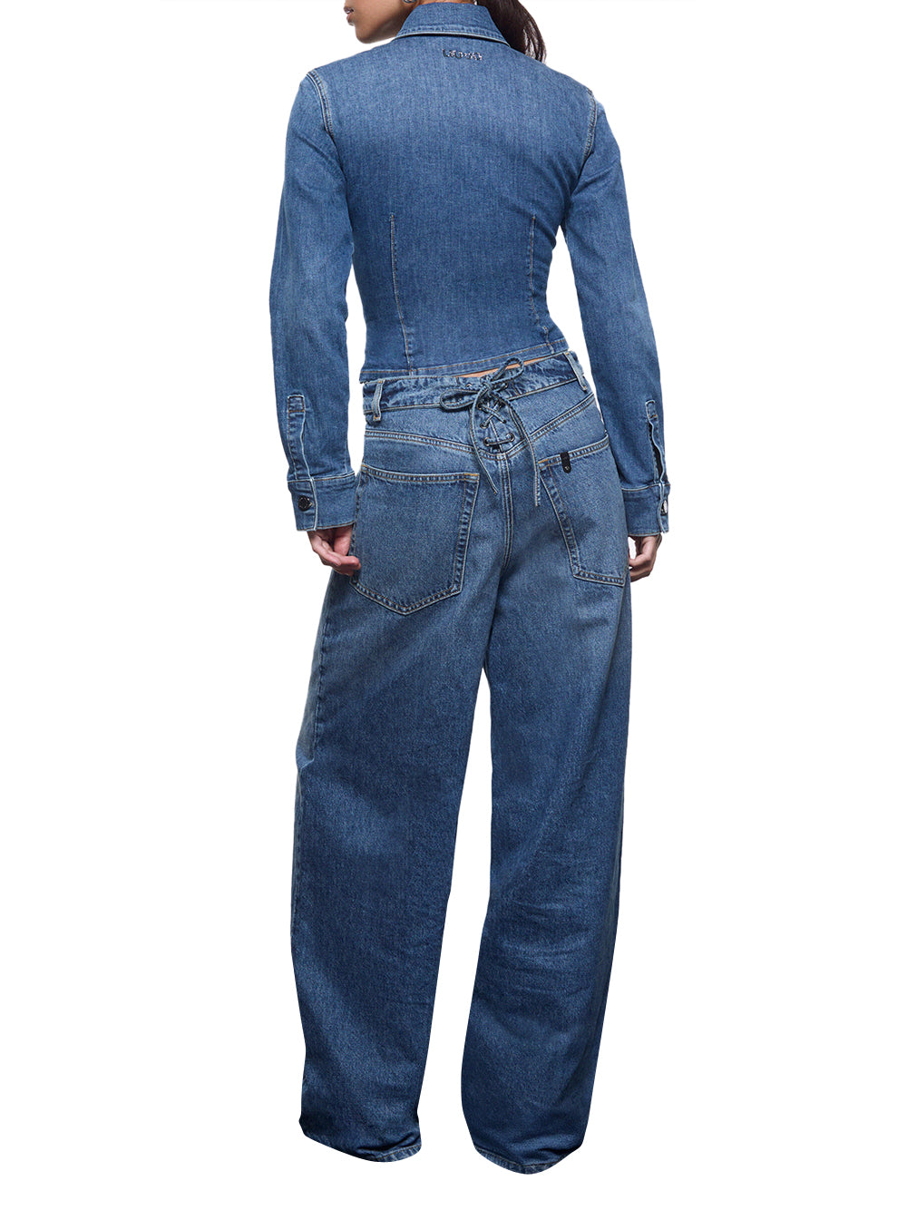 LIUJO CAPSULE ELODIE Camicia Liu Jo In Denim Con Stringhe - Blu DENIM