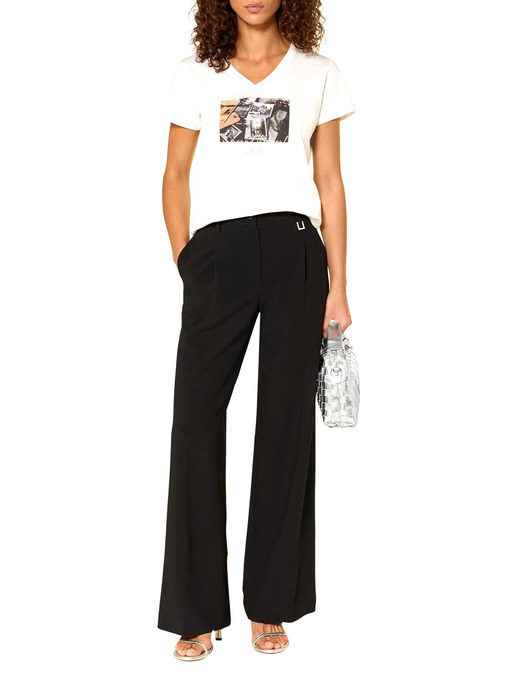 LIUJO SPORT Liu Jo T-Shirt Stampa Frontale - Bianco Wh.Milk/Ar.The World