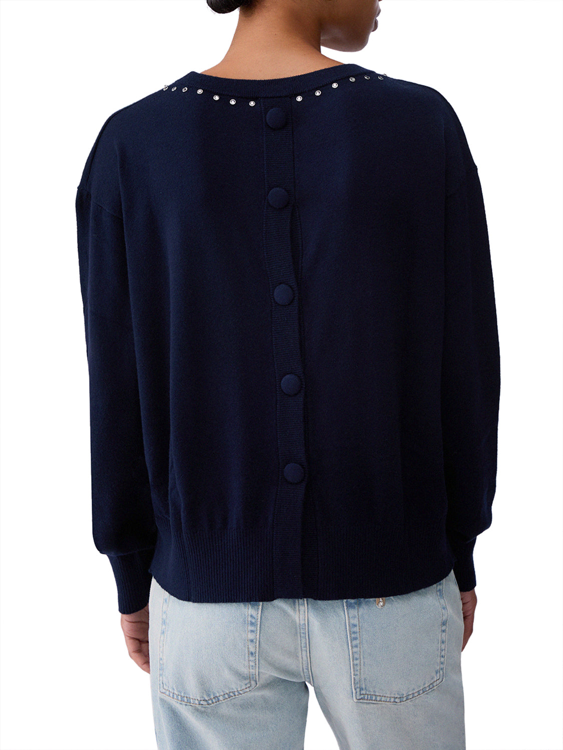 LIU.JO WHITE Liu Jo Maglia In Lana Con Borchie - Navy Night Blu Sky