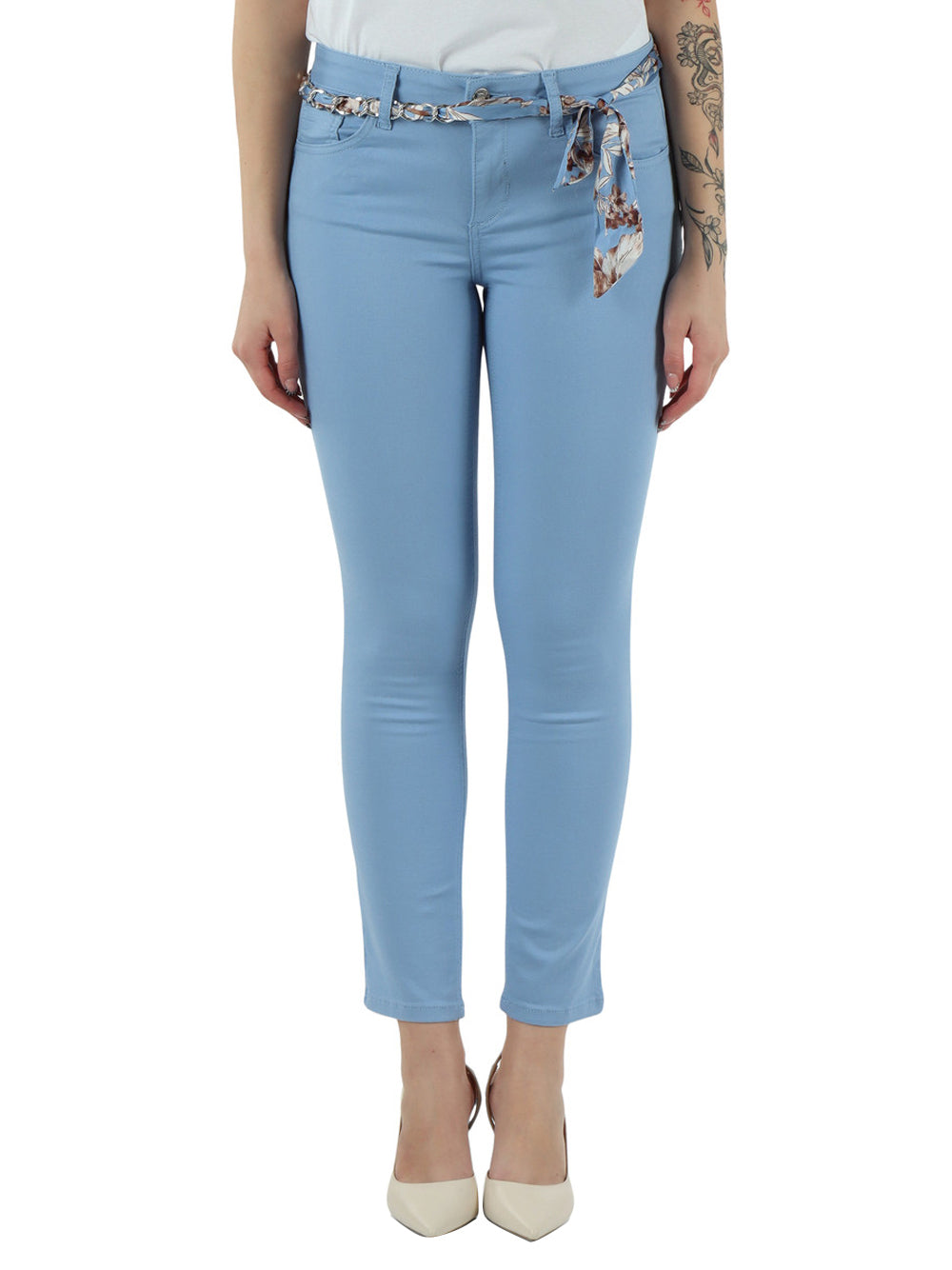 LIU.JO WHITE Pantalone Chino B.Up Ideal Liu Jo - Celeste Celeste