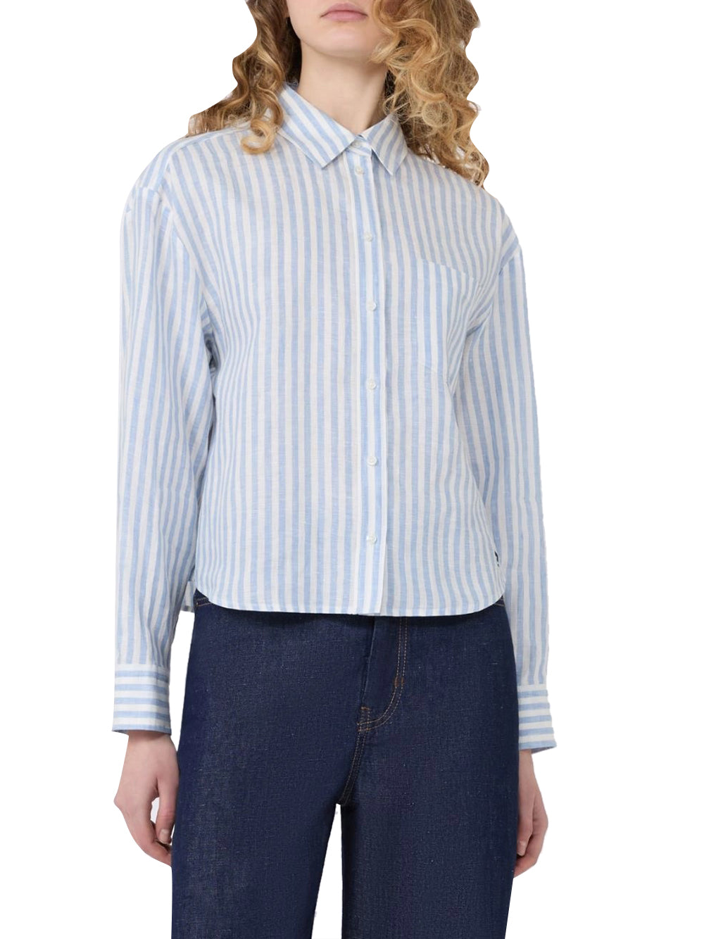 MAXMARA WEEKEND 2USCITA Max Mara Camicia Boxy In Tela Di Lino - Azzurro Azzurro