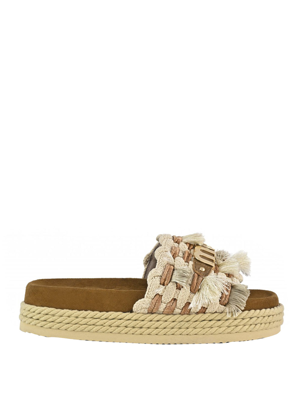 MOU Mou Sandalo Monoband Rope Fringes - Beige Beige