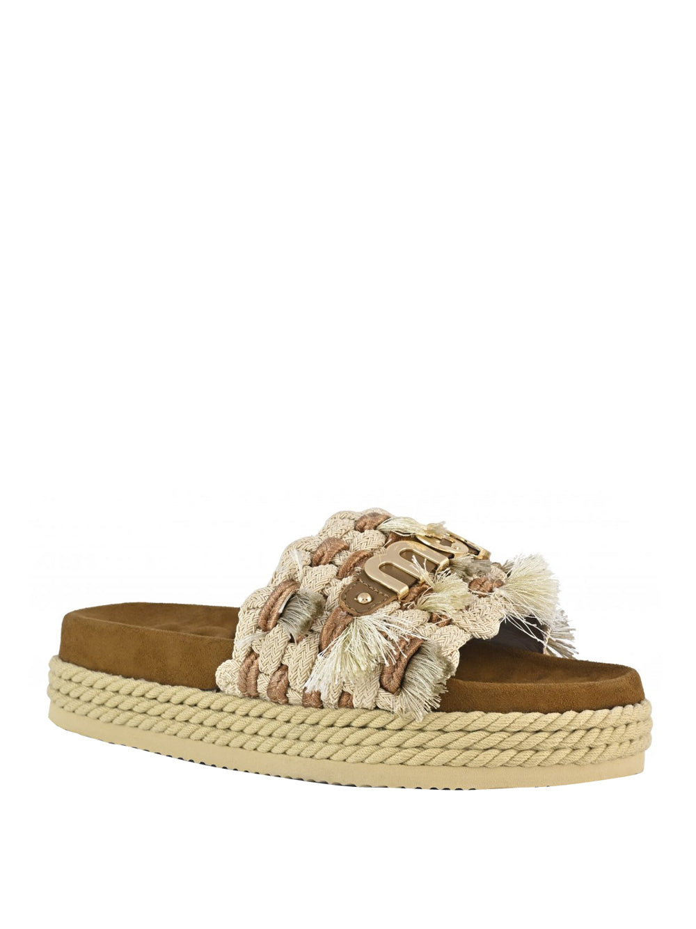 MOU Mou Sandalo Monoband Rope Fringes - Beige Beige