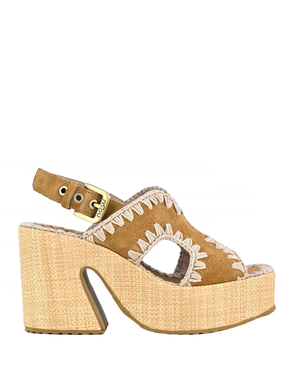 MOU Sandalo Mou Raffia Platform - Cognac Cognac