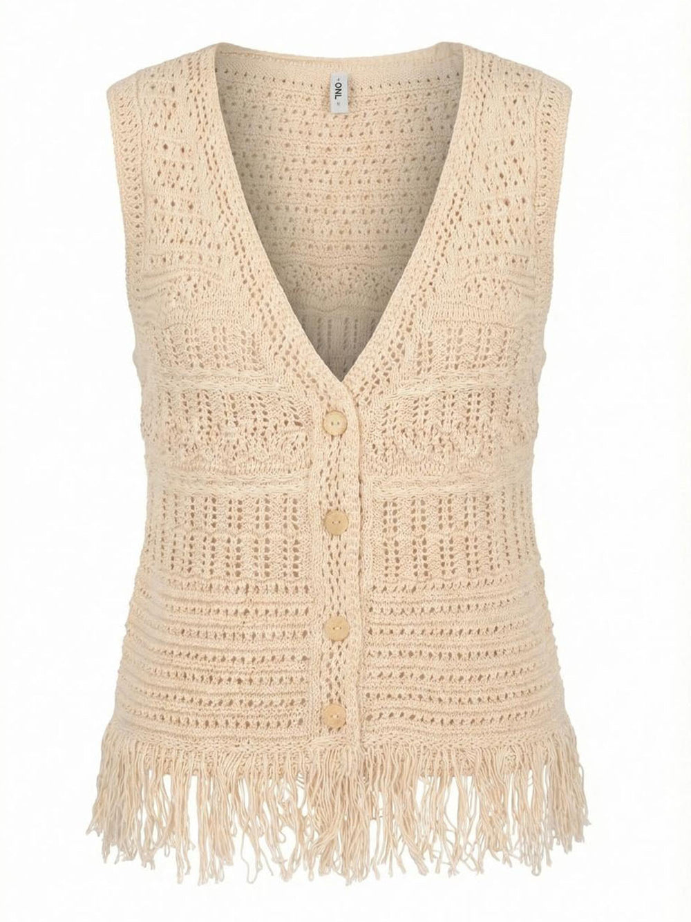 ONLY DROP 1 Gilet Only Onlalix Sl Fringe Waistcoat - Ecru Ecru