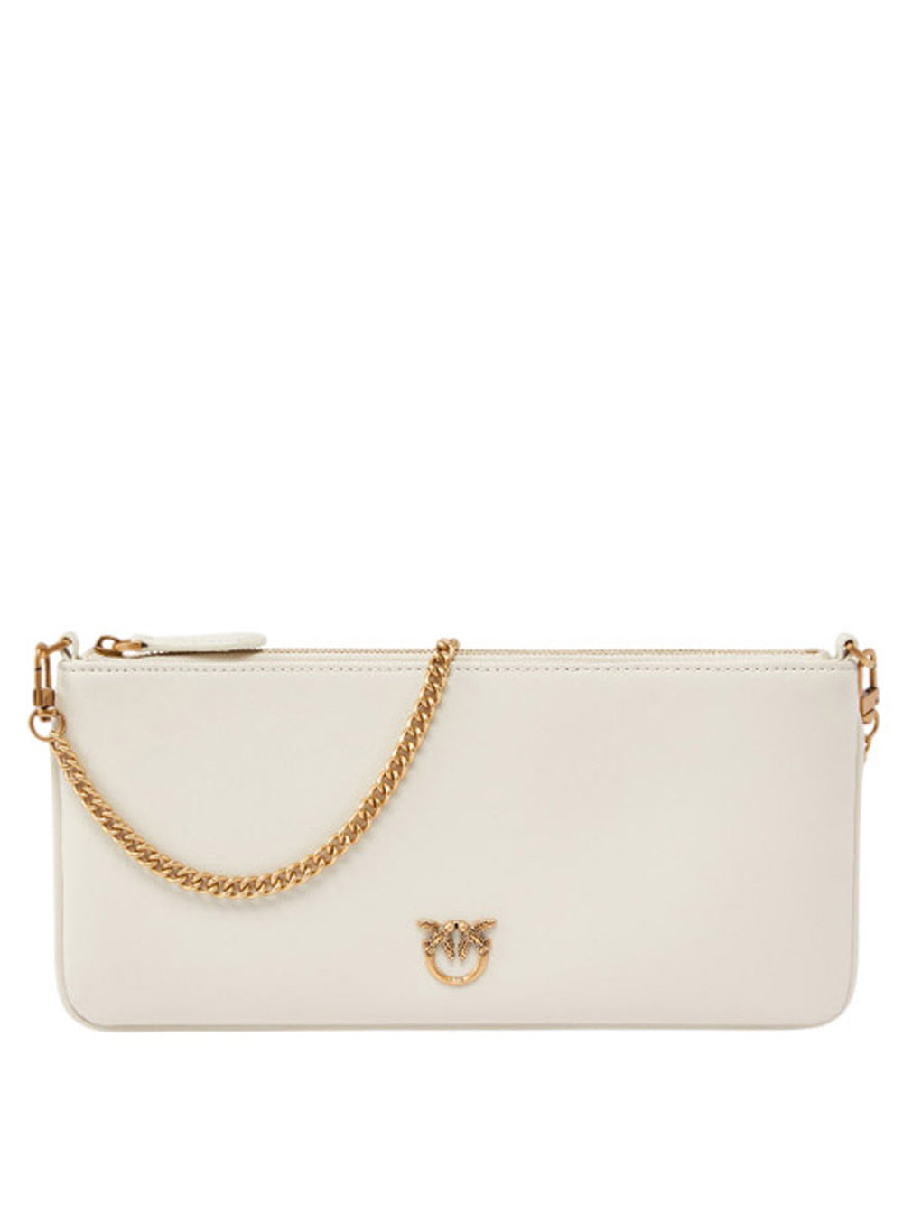 PINKO Borsa A Tracolla Pinko Horizontal Flat Bag in pelle Bianco Oro BIANCO/ORO