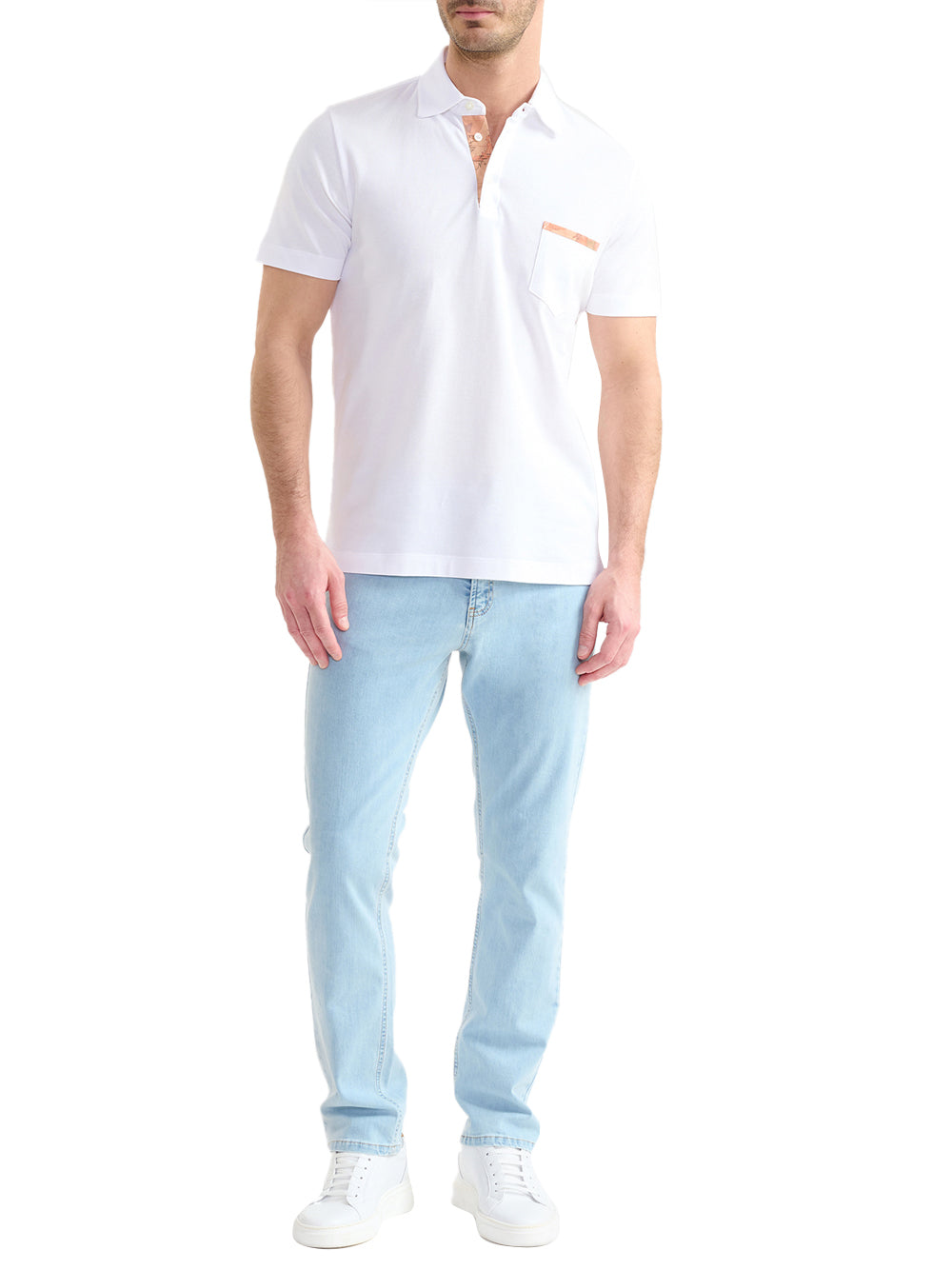 PRIMA CLASSE Polo Prima Classe In Jersey Di Cotone Piquet Con Taschino Bianco Bianco
