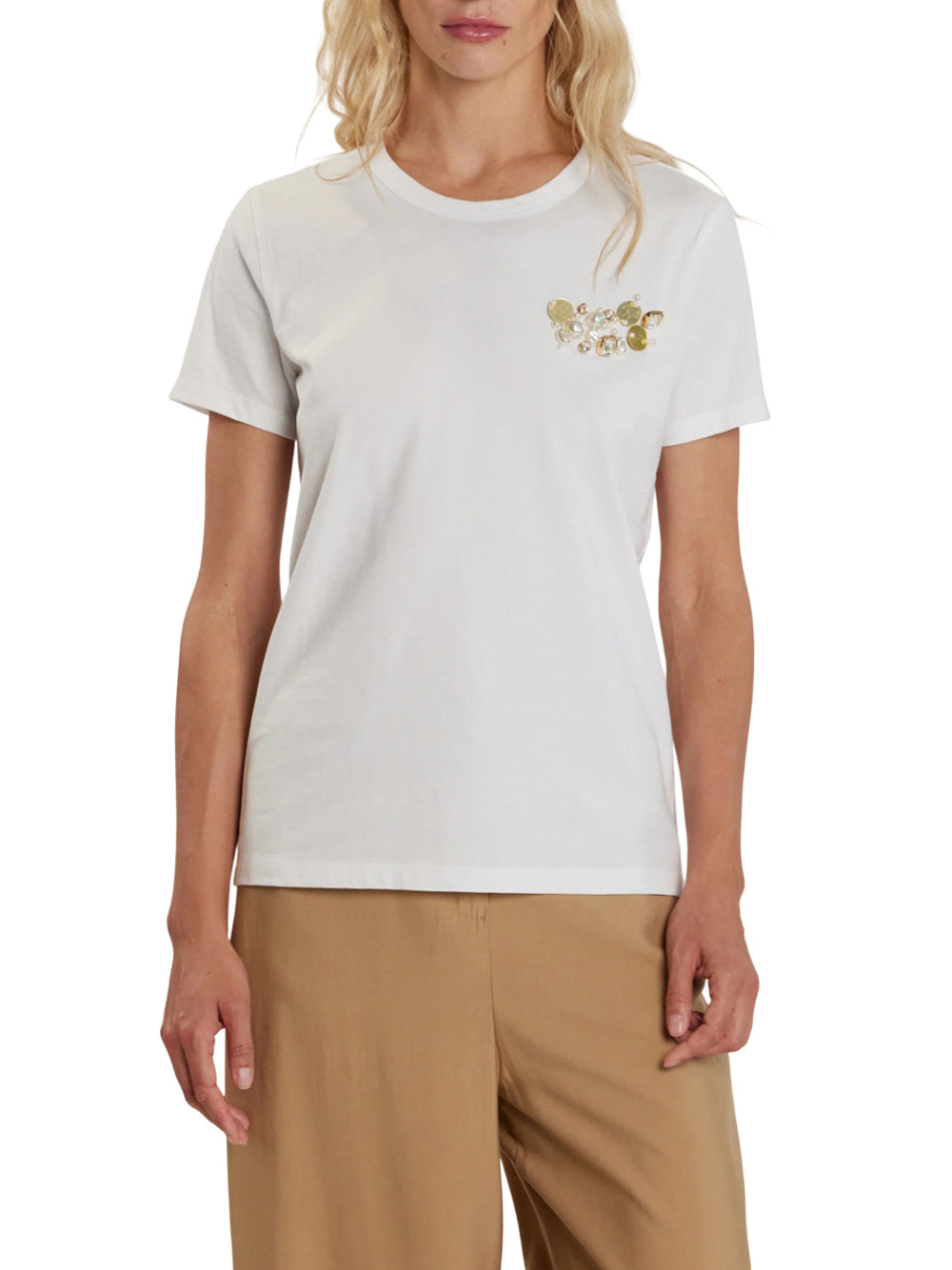RELISH T-Shirt Relish Anik Con Applicazioni - Bianco Bianco