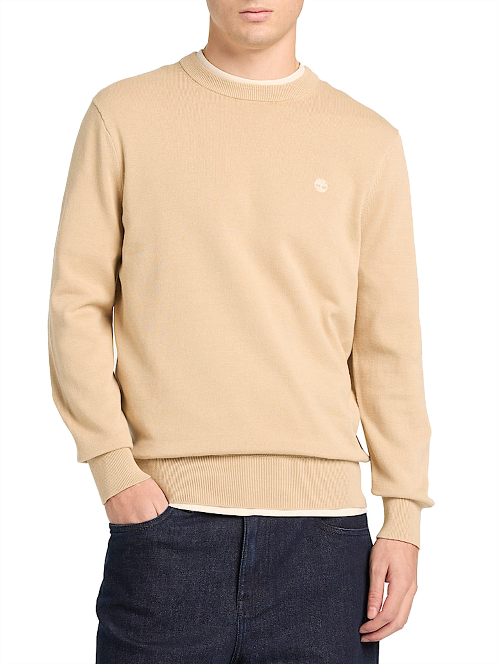 TIMBERLAND Maglione Timberland in Cotone Williams River da Uomo Beige SAFARI