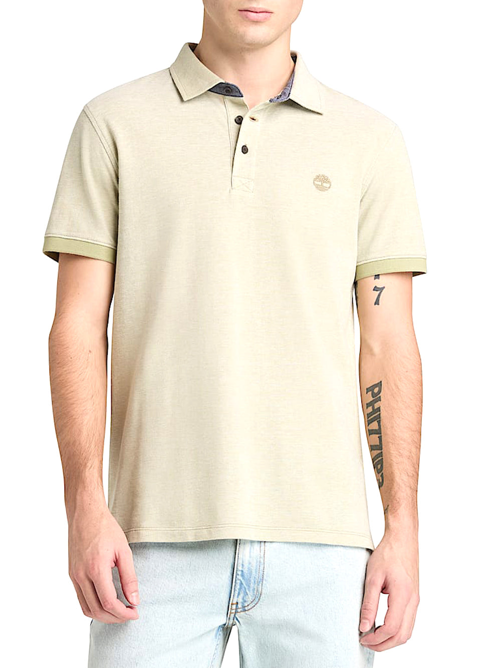 TIMBERLAND Polo Timberland Oxford a Maniche Corte Baboosic Brook da Uomo in Beige Sage