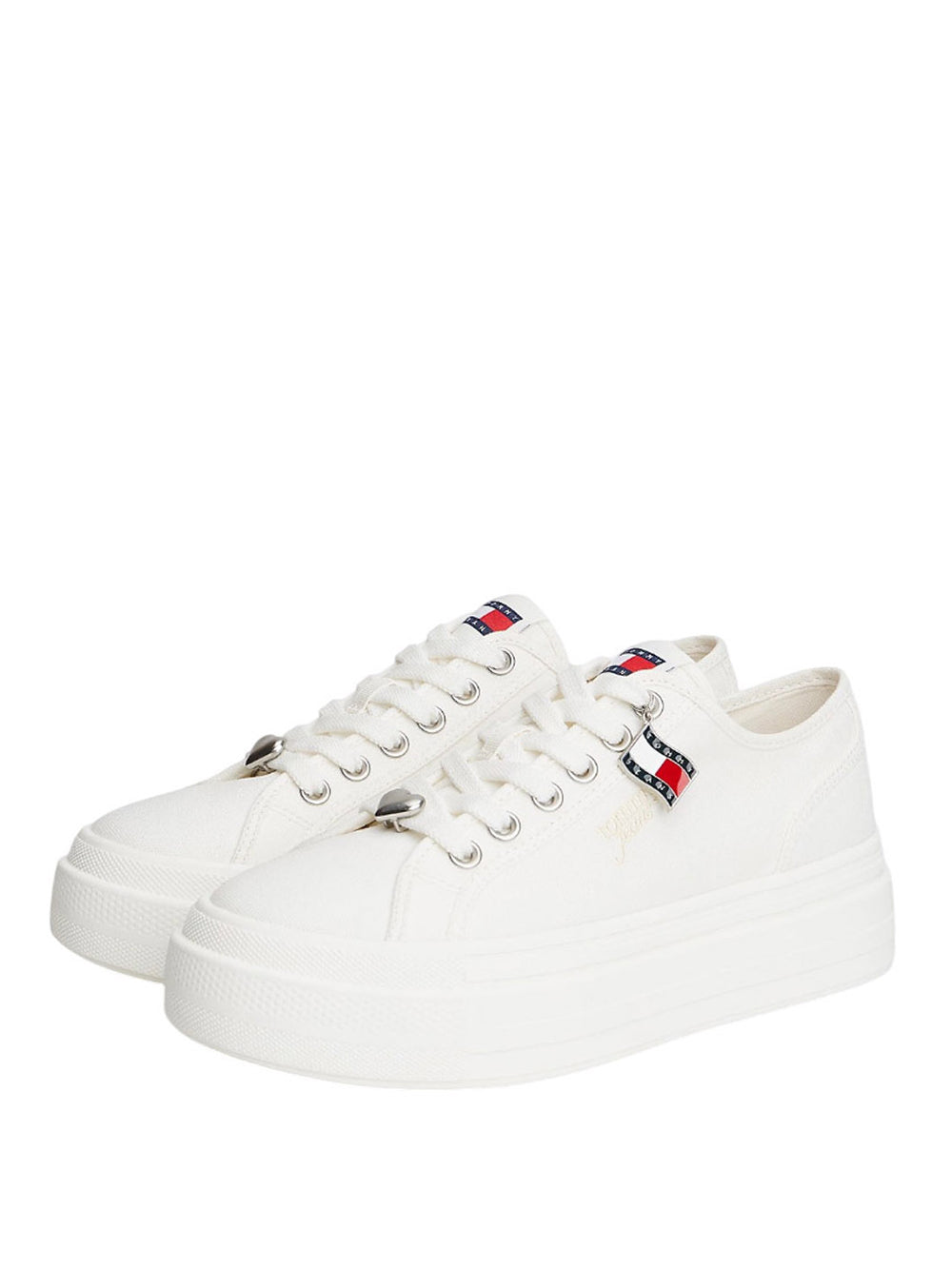 TOMMY HILFIGER 2USCITA Sneakers Tommy Hilfiger In Tela Con Suola Alta E Charm Ecru Ecru