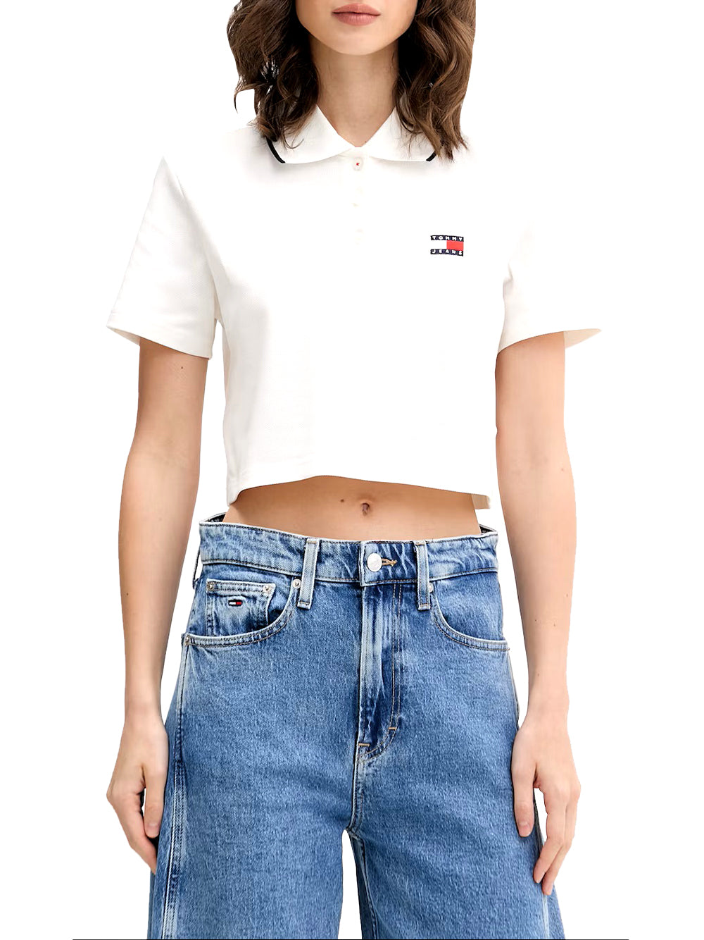 TOMMY JEANS 2USCITA Tommy Jeans Polo Crop Badge - Ecru Ecru
