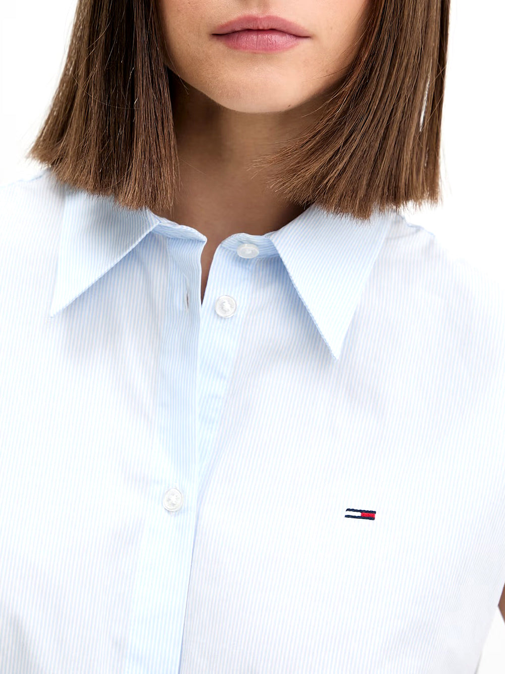 TOMMY JEANS 2USCITA Tommy Jeans Camicia Tjw Tie Front Poplin - Celeste Light Powdery Blue / Stripe