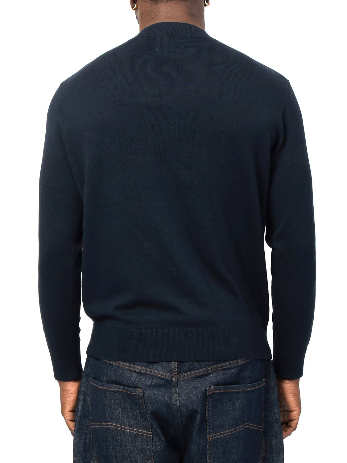 ARMANI EXCHANGE Maglione Girocollo Con Logo In Cotone Viscosa E Seta Icon Armani Exchange - Blu Navy Deep Navy