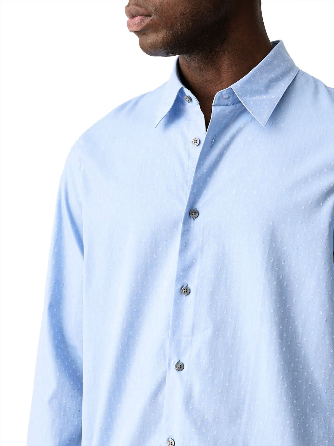 ARMANI EXCHANGE Camicia Regular Fit In Cotone Jacquard Armani Exchange - Light Blue Lt Blue/Ax Off White