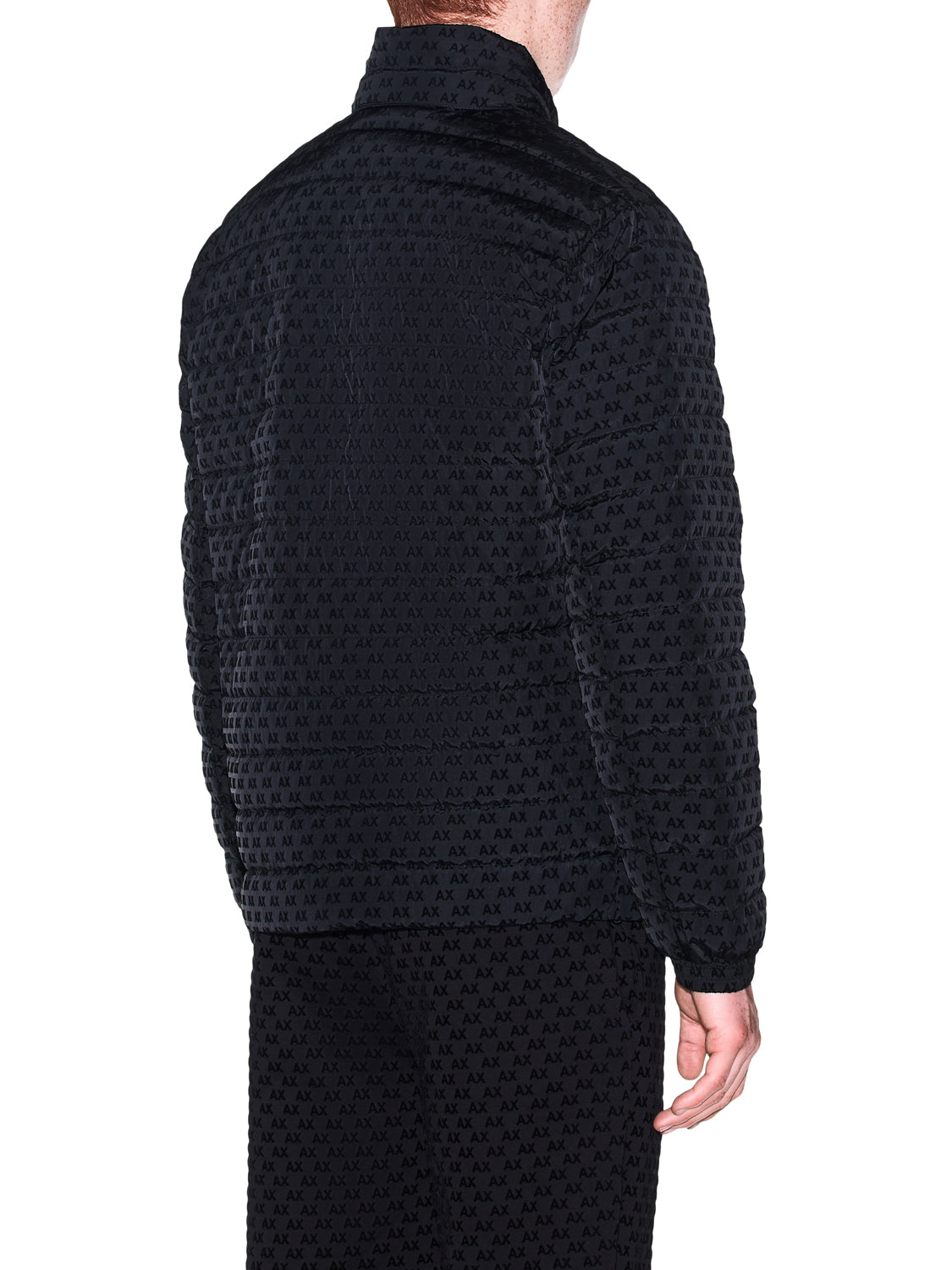 ARMANI EXCHANGE Armani Exchange Piumino Fullzip Con Collo Alto E Logo Floccato All Over - Nero BLACK