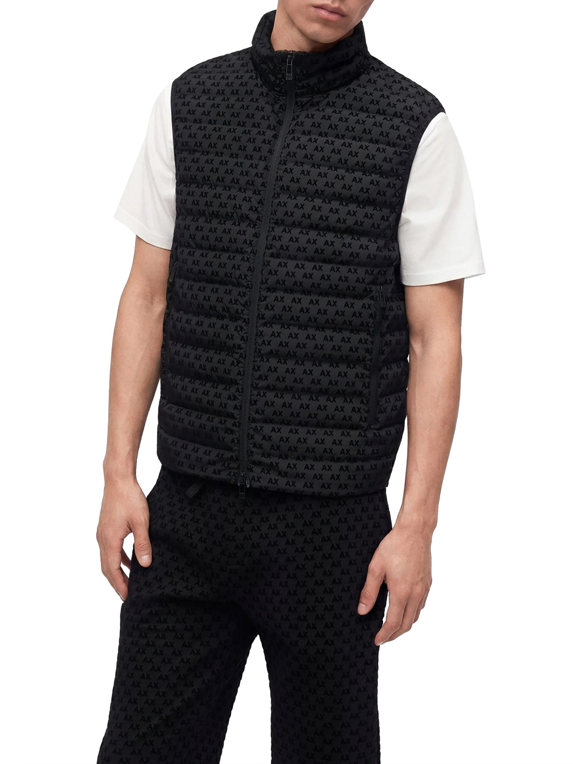 ARMANI EXCHANGE Smanicato Armani Exchange In Piumino Logo Monogramma Nero BLACK