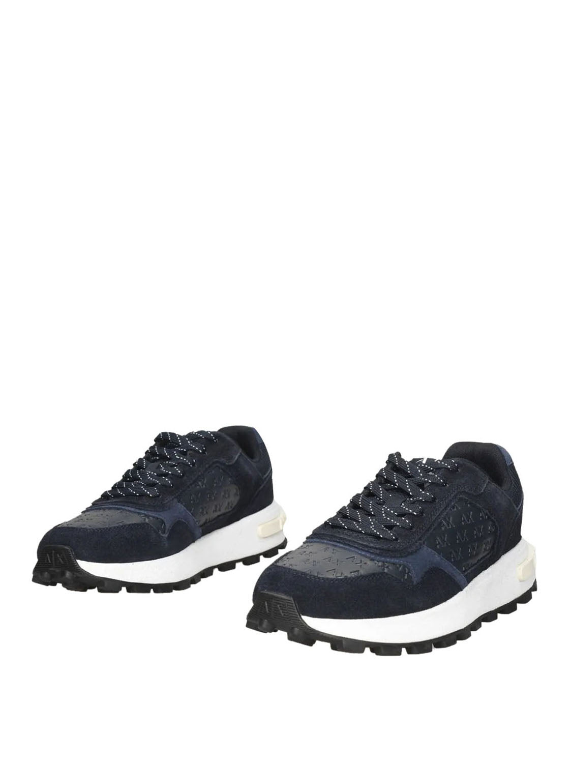 ARMANI EXCHANGE Sneakers In Camoscio E Mesh Con Logo All Over Armani Exchange - Blu Deep Navy+Big Dipper