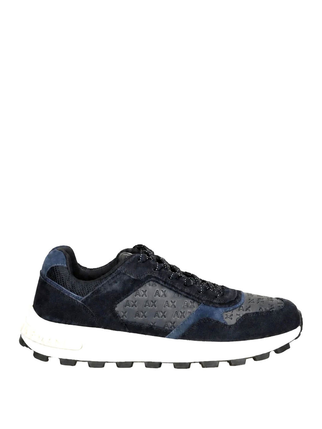 ARMANI EXCHANGE Sneakers In Camoscio E Mesh Con Logo All Over Armani Exchange - Blu Deep Navy+Big Dipper