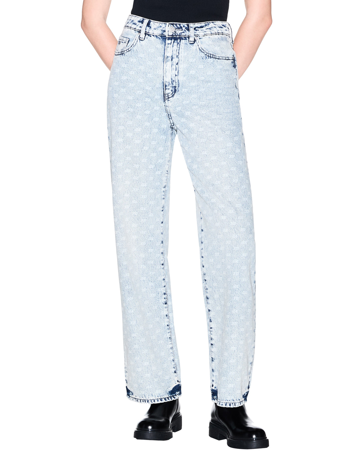 ARMANI EXCHANGE Jeans Armani Exchange 5 Tasche A Gamba Larga In Denim All Over Light Blue