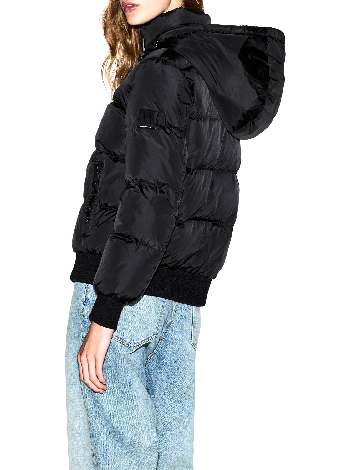 ARMANI EXCHANGE Armani Exchange Piumino Trapuntato Con Cappuccio E Finiture A Costine - Nero BLACK