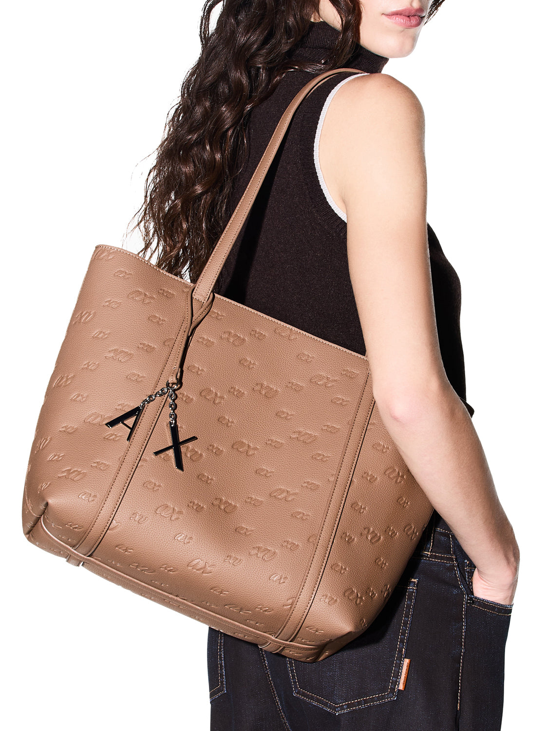 ARMANI EXCHANGE Armani Exchange Borsa Shopper Charm Logo Marrone Marrone
