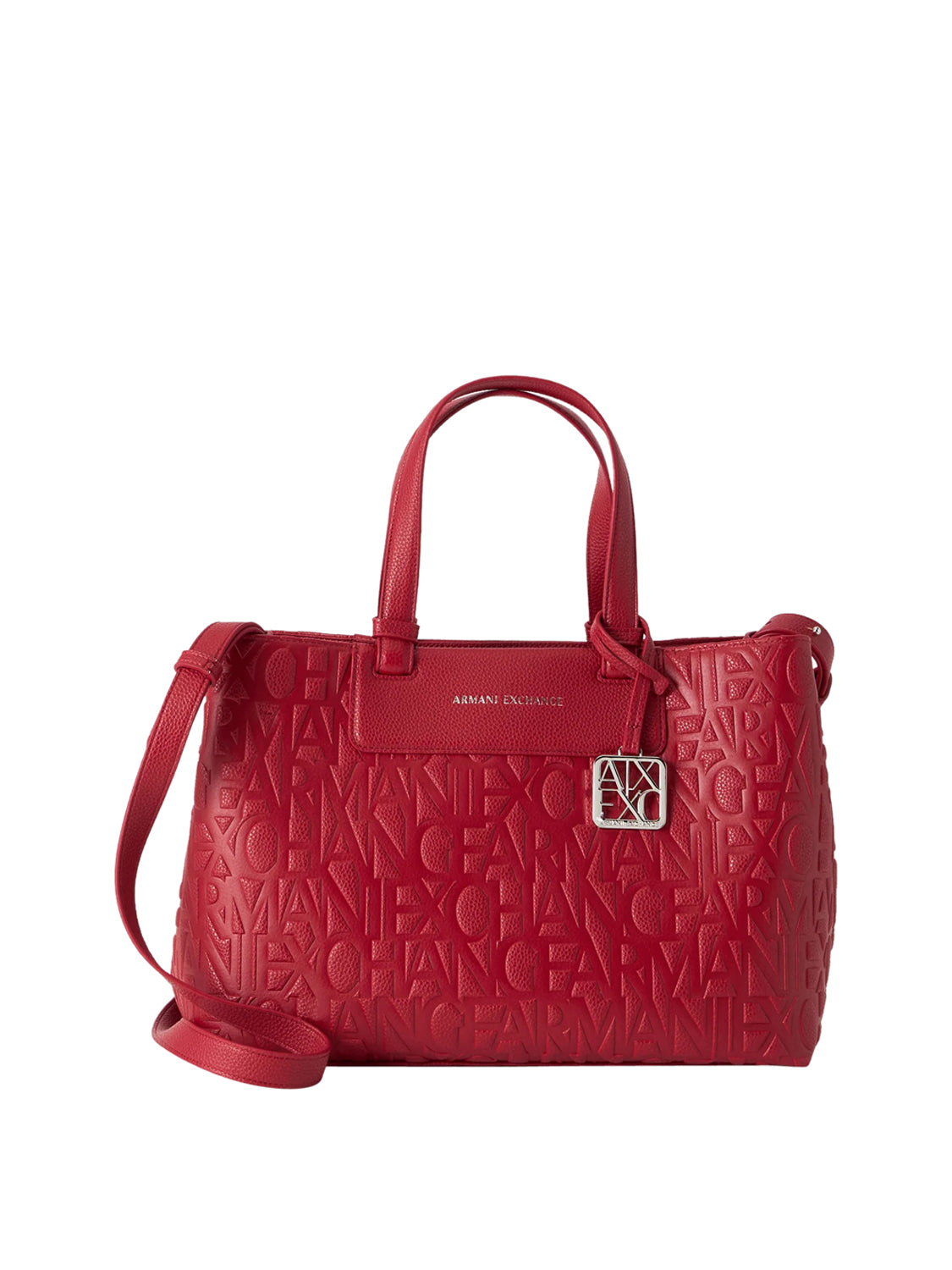 ARMANI EXCHANGE Borsa Shopper Armani Exchange Stampa Monogramma Rosso Opera