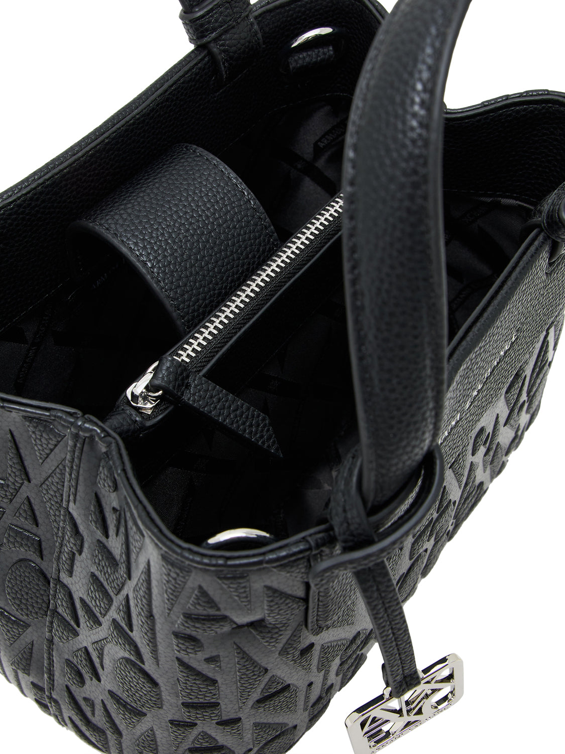 ARMANI EXCHANGE Borsa Armani Exchange shopping Tote con logo in rilievo e tracolla Nero BLACK