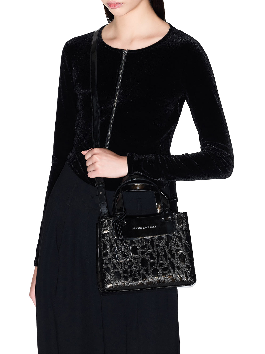 ARMANI EXCHANGE Borsa Shopper Armani Exchange Logo Frontale Nero BLACK