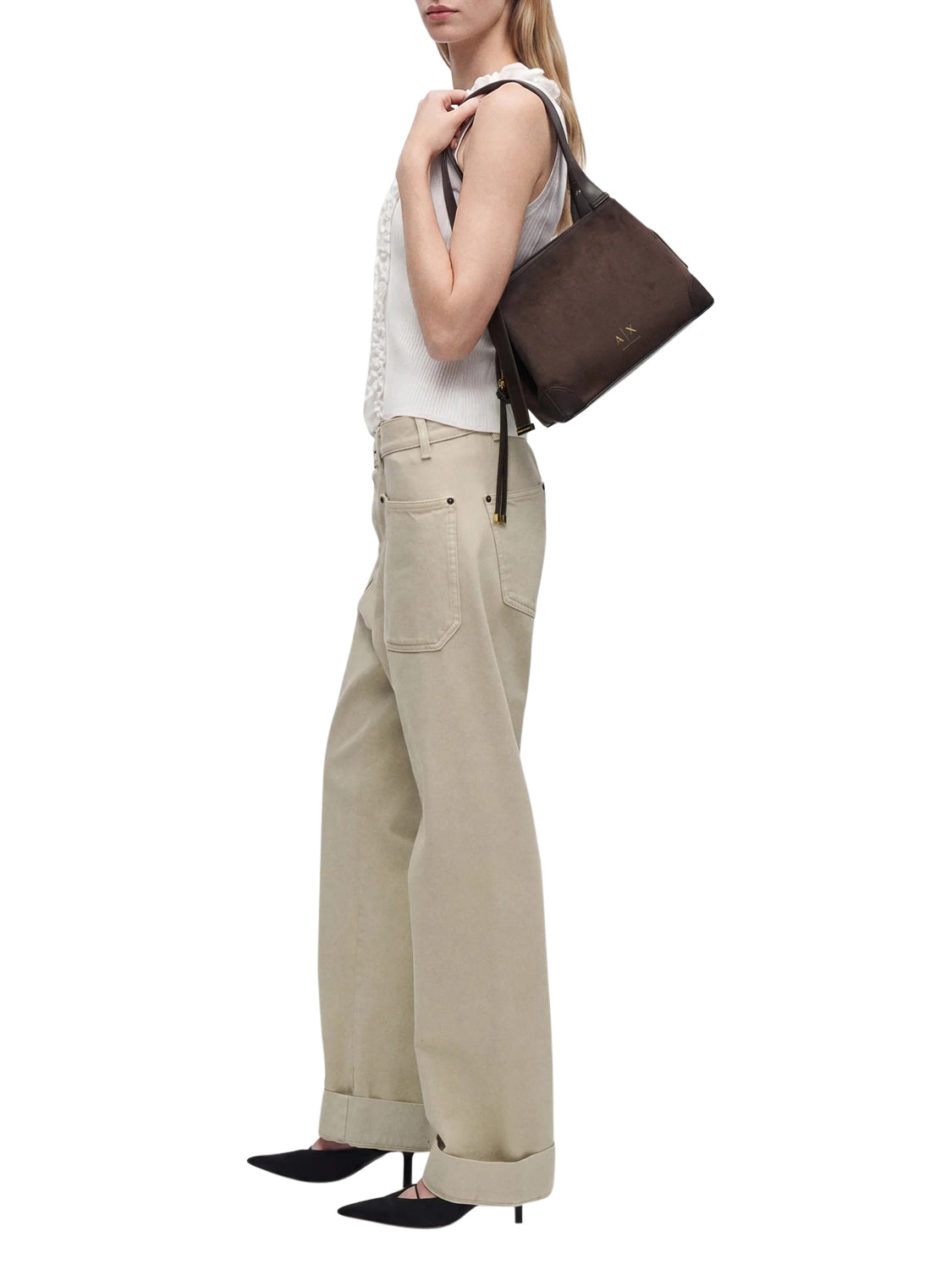 ARMANI EXCHANGE Borsa Shopper Armani Exchange Logo Frontale Marrone Antagonist