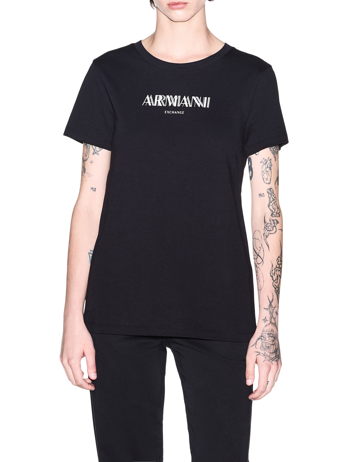 ARMANI EXCHANGE T-Shirt Armani Exchange Logo Frontale Nero BLACK