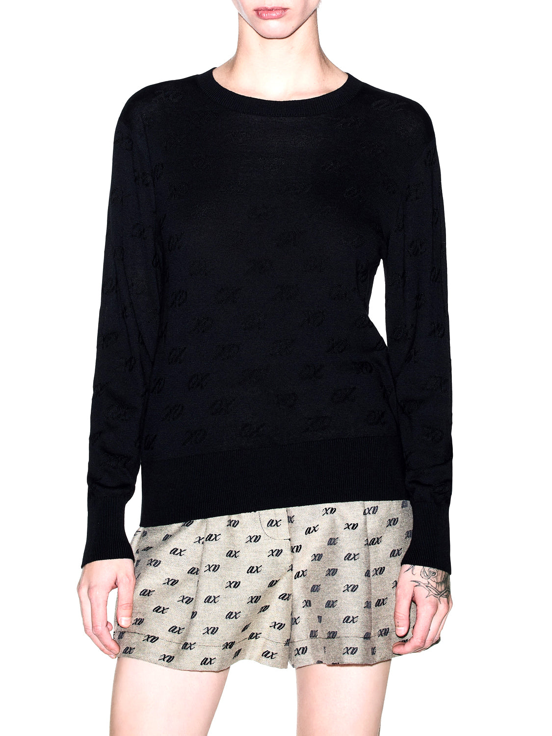 ARMANI EXCHANGE Armani Exchange Pullover Con Motivo A Rilievo - Nero All Over Black