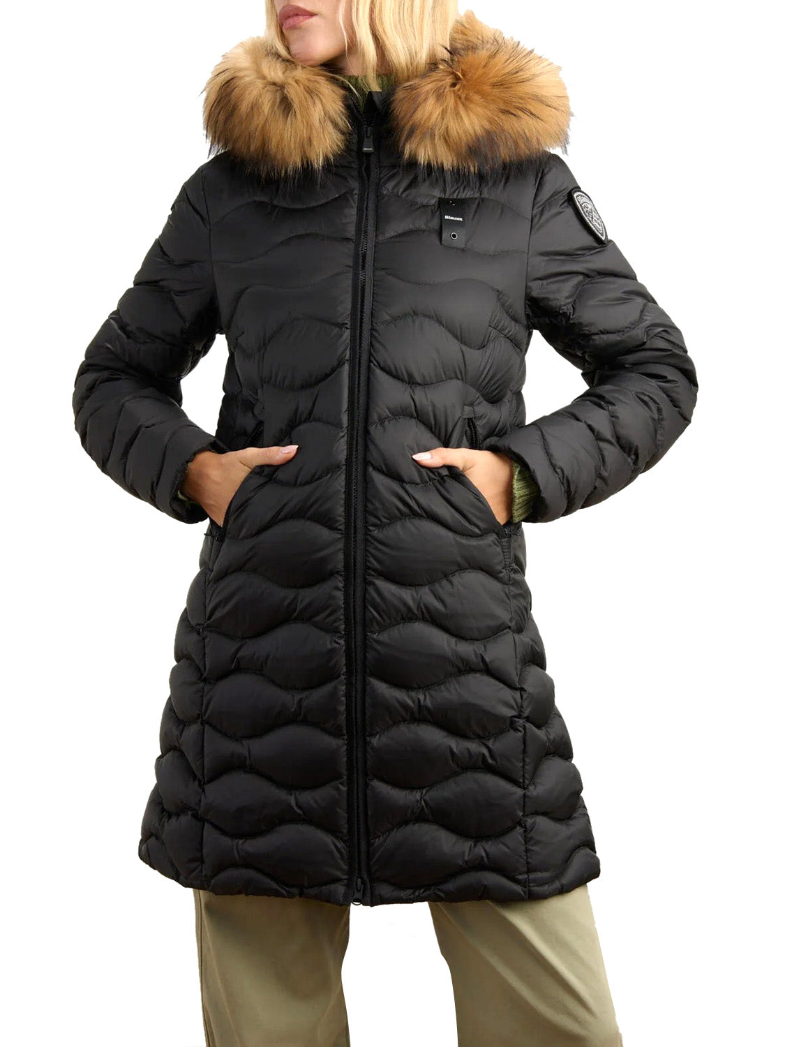 BLAUER Giubbotto Lynel Blauer Long Wave Nero Nero Interno Beige 301
