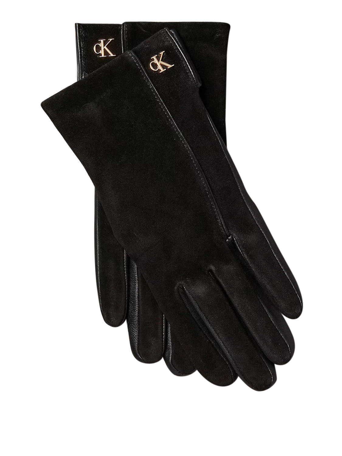 Calvin Klein Guanti Touchscreen In Pelle E Camoscio Calvin Klein - Nero BLACK