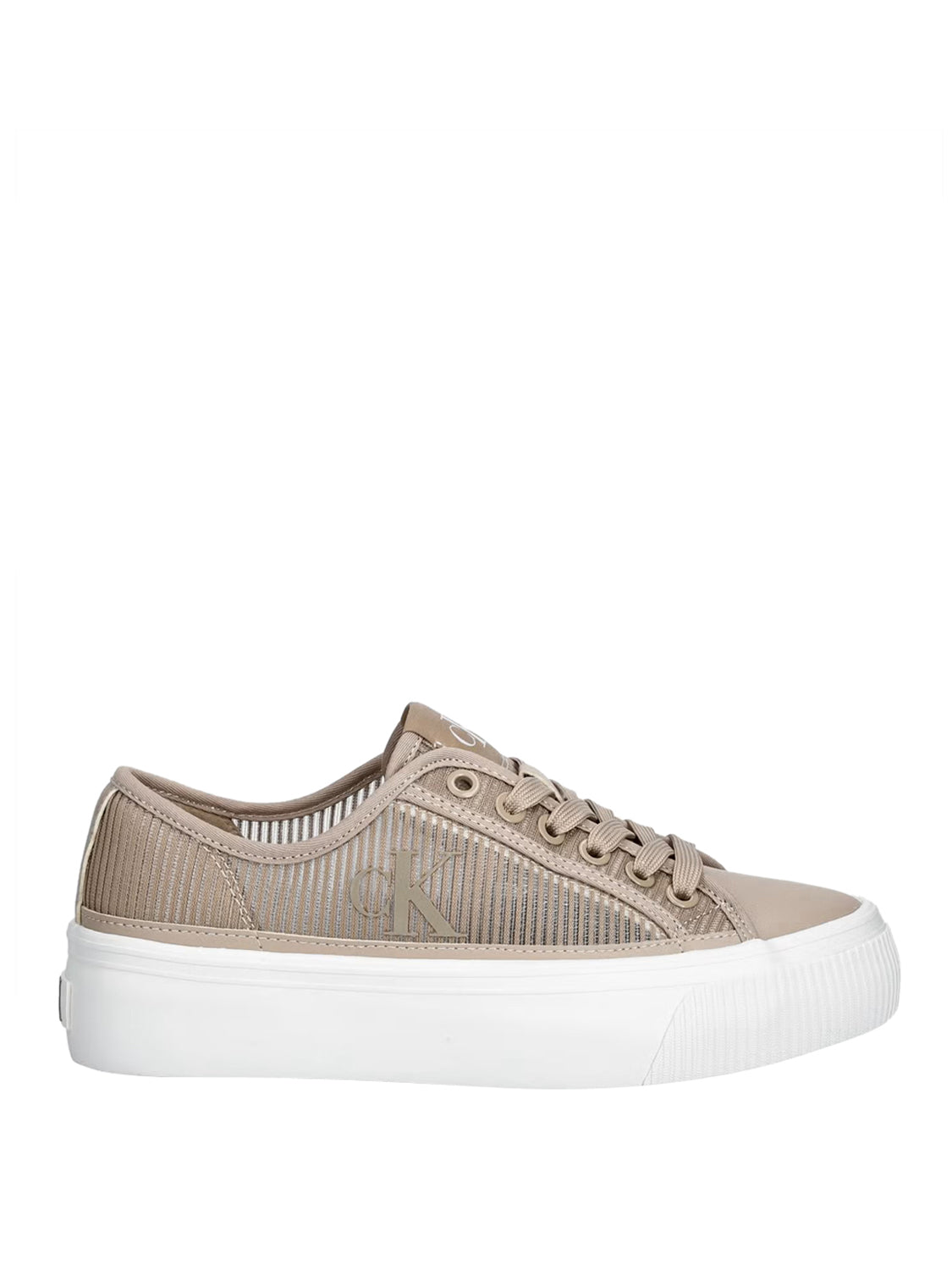 CALVIN CALZATURE Calvin Klein Sneakers Vulc Flatf Laceup Striped - Beige Nomad/Bright White