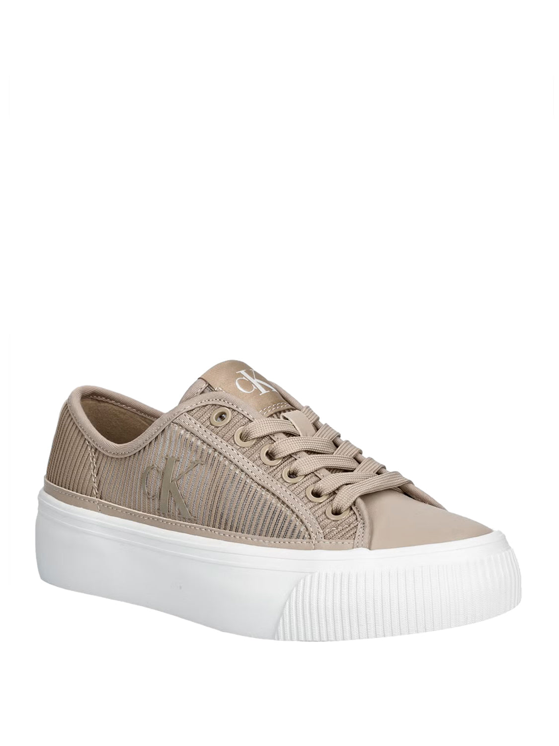 CALVIN CALZATURE Calvin Klein Sneakers Vulc Flatf Laceup Striped - Beige Nomad/Bright White