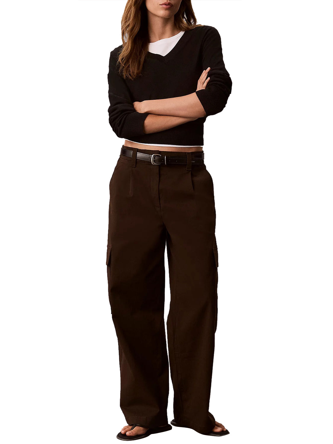 CALVIN2 1USCITA Pantaloni Cargo In Cotone Elasticizzato Calvin Klein - Caffè Dark Coffee