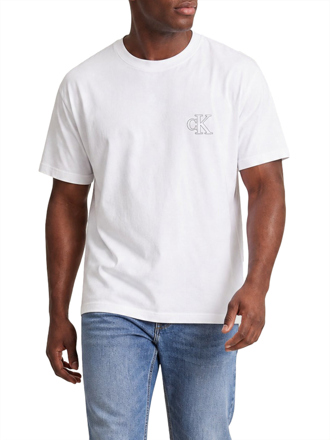 CALVIN2 1USCITA Calvin Klein T-Shirt Logo Monogramma Bianco Bright White