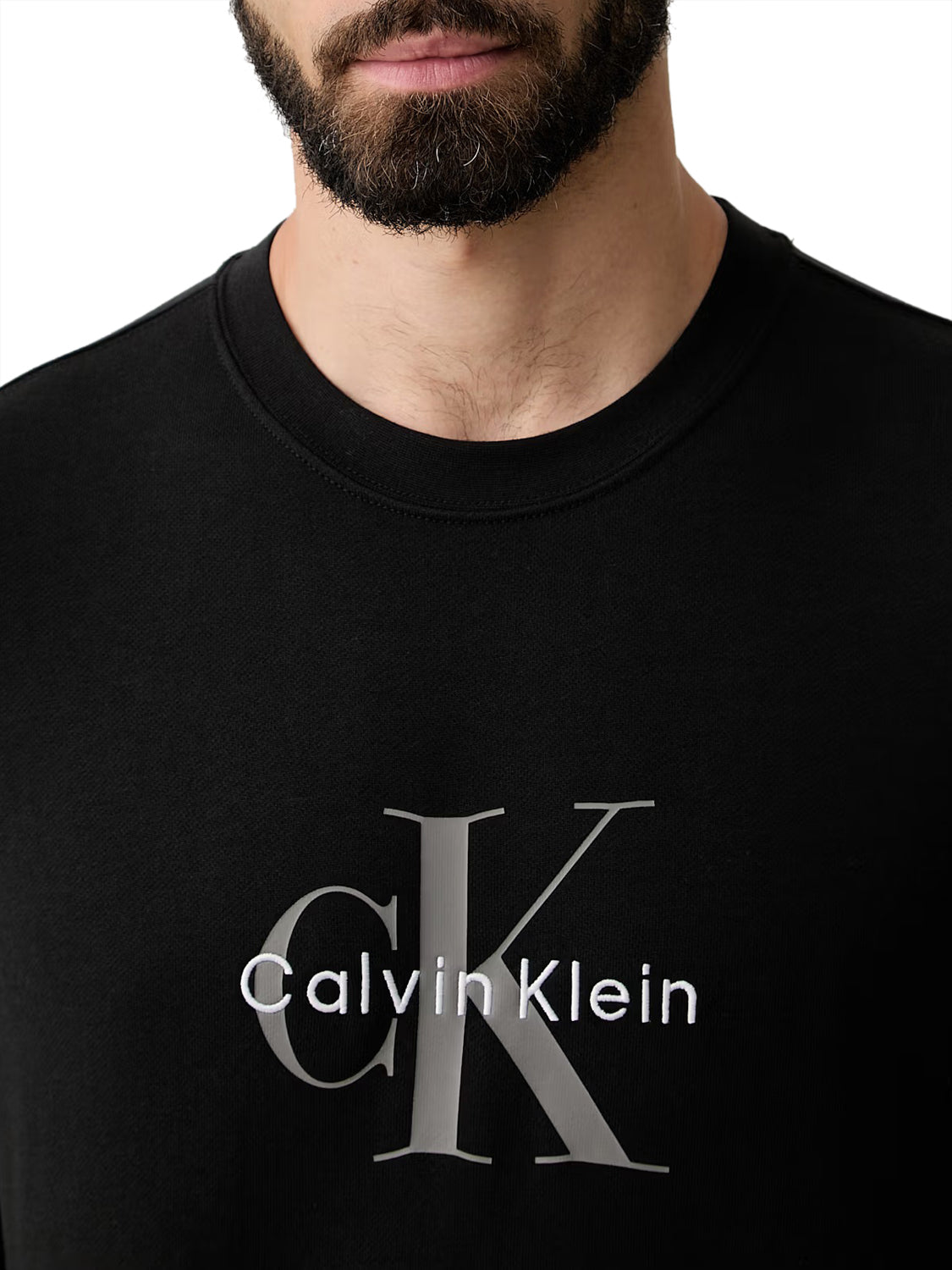 CALVIN2 2USCITA Calvin Klein Felpa Logo Monogramma Nero BLACK